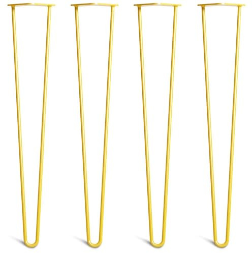 The Hairpin Leg Co. 4X Haarnadel-Tischbeine: Doppel-Schweiß Stahl, Schrauben, Anleitung, Schutzfüße. Klassischer 10mm 2 Stangen Stil. 71cm Gelb