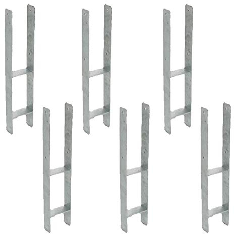 Gardopia Sparpaket: 6 x 71mm Pfostenträger H-Form Feuerverzinkt zum Einbetonieren