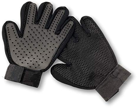 WEPO Haustier Fellpflegehandschuh - Enthaarungshandschuhe - Fellpflege | Bürsten Handschuh - Massagebürste für Hunde Katzen - Schwarz - Der Haustierpflege-Handschuh