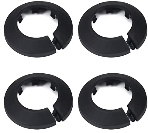MroMax Passend für 3,33 cm schwarze Kunststoff-PP-Rohrabdeckung, 34 mm, 4 Stück Flansch-Wasserrohr-Dekoration, Rosette, Schnappkappe für Küchenventile, Waschbecken-WC-Zuflussrohre, um Lücken zu