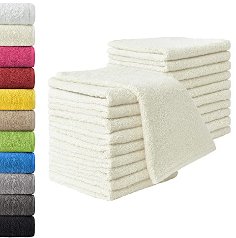 NatureMark Toallas de Invitado – Pack de 20 (30x50 cm), 100% Algodón, Certificadas Oeko-Tex, Suaves, Absorbentes y Fáciles de Cuidar – para Baño, Invitados & SPA – Crema/Natural