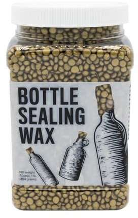 Blended Waxes, Inc. Bottle Sealing Wax Beads, Premium Pastille Wax Seal Beads For Wine, Beer, and Liquor Bottle Closure, Seals Between 25-30 Bottles, 1 lb, Gold