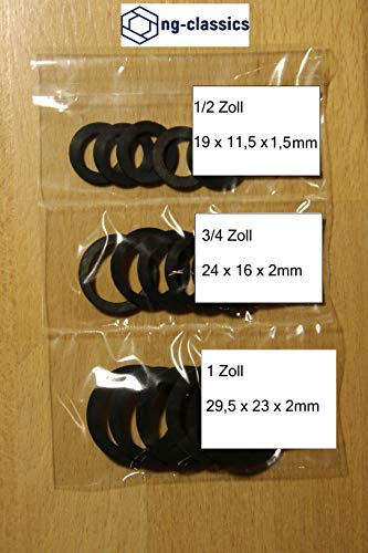 EPDM Gummidichtungen Flachdichtungen Set 15 Stück 1/2, 3/4, 1 NG EPDM für Sanitär, Garten, Haus, Bad, Küche, Handwerk, Installation (5 Stück je Größe)