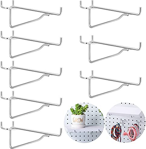 Metal Peg Board Hooks Tool Shelf Peghooks Peg Hooks Peg Board Organizer for Workbench, Kitchen, Craft Shop, Retail Shop, Office and Kitchen, Fits 1/8 ,3/16 and 1/8 Pegboard (8, 8 Inch)