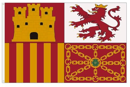 Bandera Estandarte de España | Torrotito de España | Estandarte Heráldico | Satén Premium Raso 120 g | Tamaño Grande 150 x 90 cm | Colores Intensos y Acabado Brillante | Interiores y Exteriores