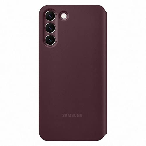 Samsung Clear View Smartphone Cover EF-ZS906 für Galaxy S22+, Flip Cover, Handy-Hülle, extra-dünn, stoßfest, Schutz Case, Dunkelrot