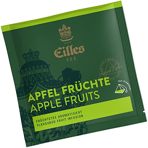 Pyramidenbeutel TEA DIAMONDS Apfelfrüchte von Eilles, 50 Stück einzelverpackt