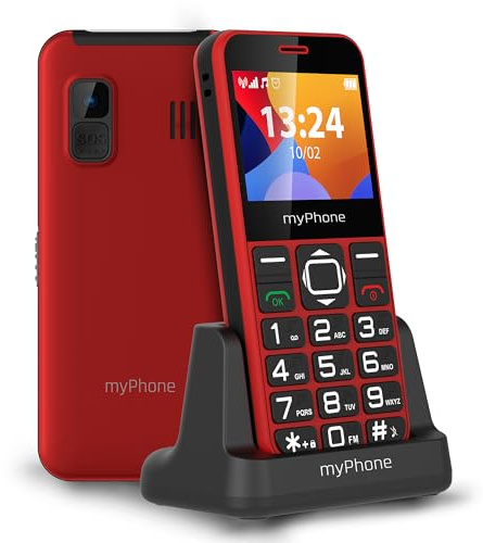 MP myPhone Halo 3 seniormobiltelefon utan kontrakt 22 tum stor knapptelefon trådlös telefon – mobiltelefon för seniorer seniorer mobiltelefon med laddningsstation bluetooth-kamera nödknapp ficklampa