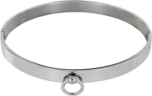 ACECHANNEL Edelstahl Choker Halskette Sexy Halsband mit O-Ring für Damen und Herren (C047PS Silber, Innendurchmesser 130mm)