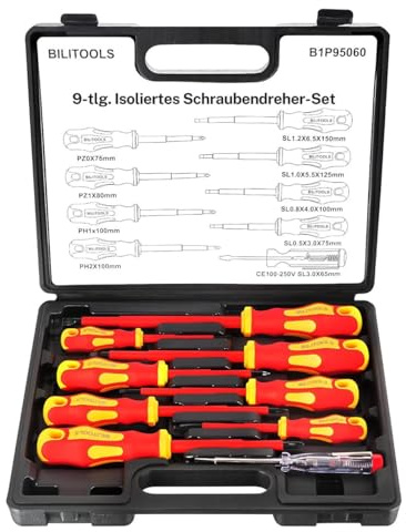 BILITOOLS Jeu de tournevis d'électricien, VDE 1000 V, 9 pièces