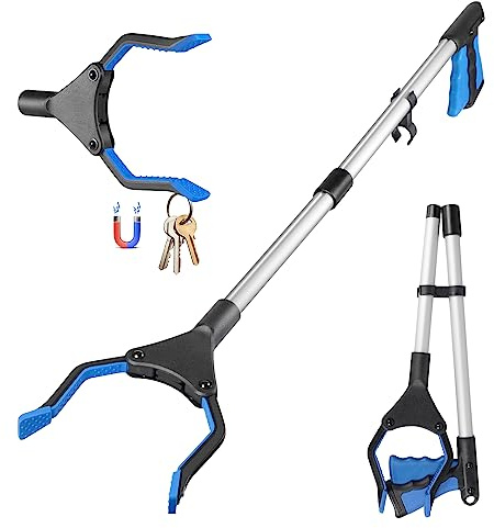 YAUNGEL Faltbare Greifer, Greifzange für senioren, Müllzange Lange 81cm Greifzange Stick mit starkem Griff magnetische Spitze, Lightweight 90° Drehbarer Kopf für Müll/Wurf Pflücker, Hand greifer