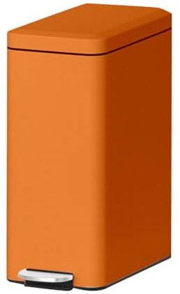 Surakey Poubelle en Acier Inoxydable, 10L Poubelle de Cuisine, Poubelle à Pédale, Sceau Intérieur Amovible, Poubelle étroite Avec Couvercle pour Chambre, Salle de Bains, Salon, Orange 14x30.3x37.3 cm