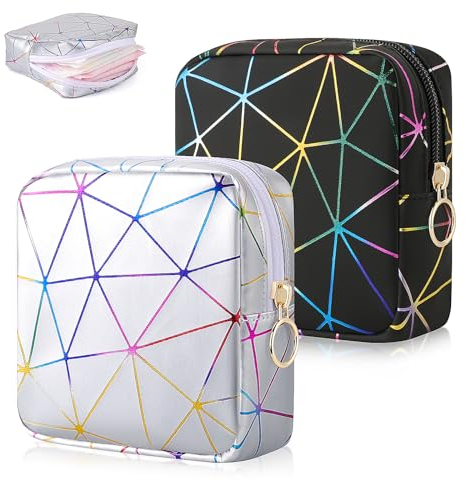 Desing Wish 2 Pezzi Porta Assorbenti da Borsa con Cerniera Ragazza Porta Assorbenti Trucchi Borsa Cosmetica Pochette Donna Beauty Case Trousse da Viaggio Bustina Portatutto Regali Compleanno Natale