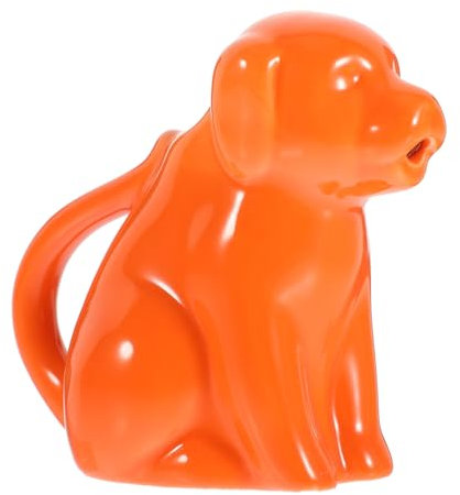 Garneck Ceramic Creamer Pitcher with Handle, Cartoon Orange Dog Milk Jug, Coffee Milk Kettle for Serving Sauce and Frothing Cream, Cute Animal Design for Kitchen and Dining Use