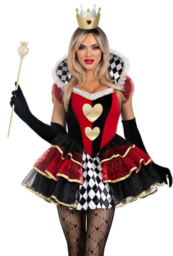 Leg Avenue 87219 10101 2 st Hjärtan Queen of Hearts Halloween-kostym, flerfärgad, S
