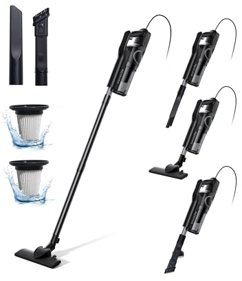 VersLife C8 Aspirapolvere con Filo, Scopa Elettrica con Filo 20000 Pa Aspirazione Potente, 600W Aspirapolvere senza Sacco, Adatto a tutti i tipi dei pavimenti