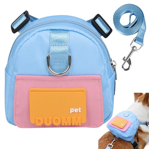 PETCUTE Hunderucksack Geschirr für Hunde,Hunderucksack mit Leine,Haustiergeschirr mit Kotbeutelspender,Hunde-Satteltasche,Verstellbare Welpengeschirr-Rucksack für Wandertraining und tägliches Gehen