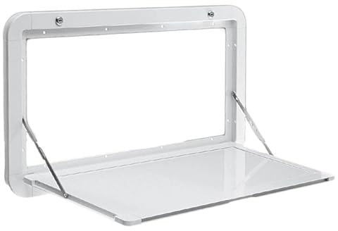NIKSHI Wohnmobil-Klapptisch, Wohnwagen, Picknick, Klappbarer Außentisch, Externer Abschließbarer Wandtisch, Schwimmender Wandtisch für Wohnmobil-Anhänger RV External Dining Table,White-600 * 420MM