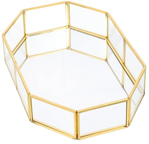 Hohopeti Jewelry Dish Tray Storage for Earrings Lipstick Vanity Organizer Trays Easy Clean Glass Material