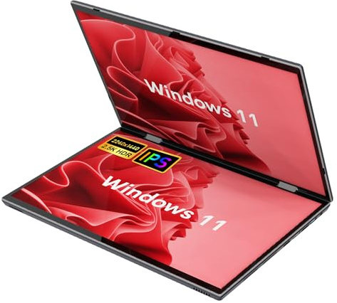 CYMINILMDPC 360° YOGA N95 Laptop,Dual 10.5 Inch IPS Touch Screen,16GB DDR4 512GB SSD,2 in 1 Tablet PC,Notebook Office Mini Computer