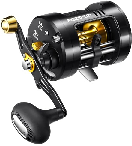 Piscifun Chaos Pro Baitcast-Angelrolle, CNC-gefrästes Aluminiumgehäuse, runde Welsrolle mit max. Zugkraft von 11,3 kg, wasserdichte Schlepprolle mit Wasserwaage und magnetischem Bremssystem für See