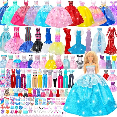 Ensemble cadeau de vêtements de poupée pour poupée et Barbie de 29,2 cm (4 robes de mariée, 2 robes de soirée, 8 robes tendance, 6 tenues décontractées, 2 maillots de bain, 10 chaussures, 20