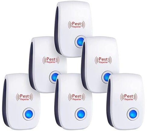 Flintronic Repellente Ultrasuoni, 6 Pezzi Antizanzare Ultrasuoni, Repellente Ultrasuoni Anti Zanzare, Antizanzare Repellente,Repellente ad Ultrasuoni per Topi Insetti Zanzare Ragni Formiche Scarafaggi