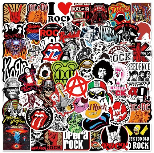 104 pegatinas de rock roll, Punk Música Sticker Bomb Vinilo Pack para ordenador portátil Skateboard Bicicleta Guitarras Equipaje