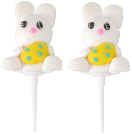 Cabilock 2pcs Bunny Mushroom Cupcake Toppers Safe Food Decoration Supplies for Birthday Party Shower Celebrations Fun Cake Ornaments for Memorable Moments