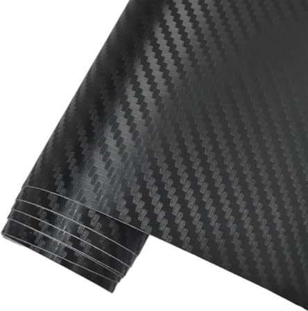 WANGBINGXING Autofolie Schwarz Matt Auto Vinyl Aufkleber 3D 4D 5D Carbon Faser Film Wrapping Folie Laptop Haut Telefon Abdeckung Motorrad Dekoration Filme(3D Black,50cm x 152cm)