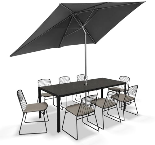 Jaxguom 200x300CM Sonnenschirm Rechteckig Anthrazit Gartenschirm Terrassenschirm Sonnenschutz Sonnenschirm Kippbar Großschirm für Balkon,Terrasse,Garten