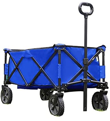 Chariot de camping pliable avec roues - Chariot de jardin portable - Chariot de plage léger et pliable pour un transport facile