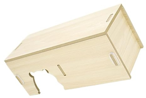 CHAKAE Maison en bois naturel pour hamster avec design ventilé pour petits animaux de compagnie, souris et gerbilles