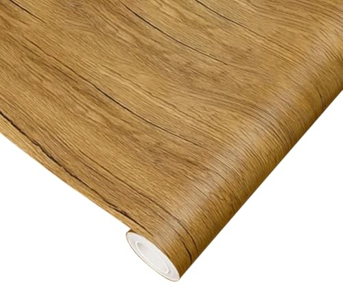 LKXHarleya Papel de contacto decorativo autoadhesivo impermeable, Papel tapiz de rayas de madera de 80 cm x 3 m para muebles de baño, encimeras, muebles, Madera de abeto.