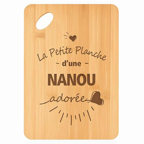 Planche à découper Nanou Adorée - Plateau Apéro en Bambou Cadeau Gravé Collègue Femme Métier Cuisine Barbecue