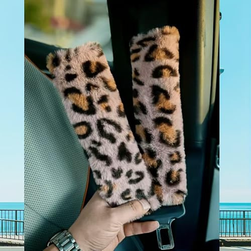 Weiche Auto Sicherheitsgurtabdeckung Leopard 2er-Pack für Auto Universal Auto Sicherheitsgurtpolster Abdeckung für Schulterpolster Autozubehör