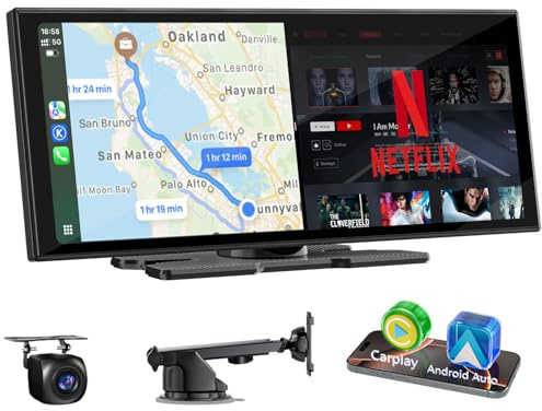 Accfly Schermo da 27,9 cm per auto, Netflix integrato, app YouTube, tablet wireless per Apple Carplay e Android Auto, HD 1920 x 720,60 FPS, telecamera di backup HD, navigazione GPS, controllo vocale