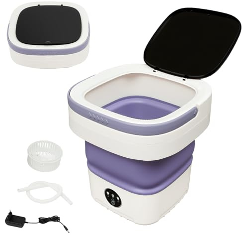 ROGONPDK Mini lavatrice da 12 l, da viaggio, pieghevole, portatile, mini lavatrice, da campeggio, per 3 modalità di pulizia (viola)