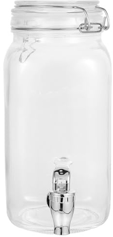 OHPHCALL Distributore di Bevande in Vetro da 2l con Rubinetto Abs e Coperchio Ermetico, Barile per Succhi e Vino Domestico, Serbatoio Alimentare per Conservazione Ottimale e Uso in Cucina