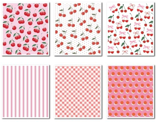 CREATCABIN 6 Styles Cherry Fruit Swedish Dishcloths for Kitchen Cleaning Cloths Cellulose Sponge Cloths Reusable Dish Rags Cleaning Towels Absorbent Cloths for Tableware Bathroom Office 6.7x7.6Inch
