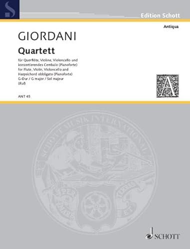 Quartet G major: op. 3/1. flute, violin, cello and harpsichord (piano).