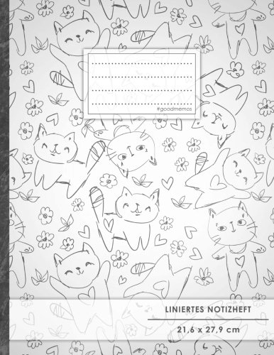 Liniertes Notizbuch • A4-Format, 100+ Seiten, Soft Cover, Register, Mit Rand, „Lustige Katzen“ • Original #GoodMemos Lined Notebook • Perfekt als Deutschheft, Schulheft, Übungsheft, Lineatur 27