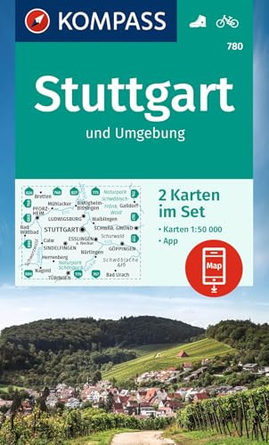 KOMPASS Wanderkarten-Set 780 Stuttgart und Umgebung (2 Karten) 1:50.000: inklusive Karte zur offline Verwendung in der KOMPASS-App. Fahrradfahren.