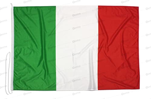 Bandiera Italia 150x100 Centimetri Tessuto Nautico Antivento 115 gram/m², Bandiera Italana 150x100, Bandiera d'Italia Dotata di Cordino o Ganci, Doppia Cucitura Perimetrale, Fettuccia Di Rinforzo