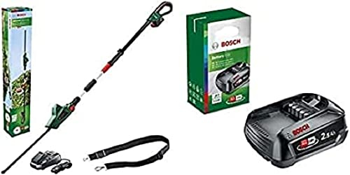 Taille-Haies sans fil téléscopique Bosch - UniversalHedgePole 18 (1 Batterie 18 V 2,5 Ah, Chargeur, Longueur de lame 43 cm) & 1600A005B0 Batterie 18 V - 2,5 Ah - Lithium-Ion - GR SKU, Noir