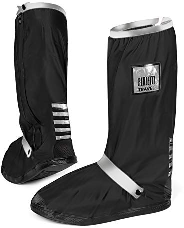 PERLETTI Cubre Zapatos Impermeable Lluvia Hombre Mujer - Cubrezapatos Protector de Zapatillas Impermeables Negro - Cubre Calzado Cubrebotas Nieve PVC Anti Barro Reutilizables (S 36/39, Plateado)