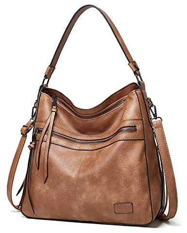 Sacmill Damen Handtasche PU Leder Umhängetasche Shopper Top-Griff Tragetaschen Elegant Schultertasche für frauen Khaki