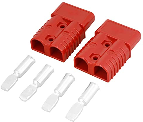 2Pcs Conector de batería 75A 600V 4 Pines de Terminal Enchufe de Conector de Cabrestante de Batería Rojo Con 4 Accesorios