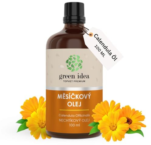 Green idea - Ringelblumenöl 100 ml - Calendula Öl - Basisöl - Narben, Verbrennungen, Dehnungsstreifen - für Gesicht - Hände - Schönheit - Massage - Körperpflege - 100 ml