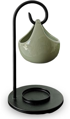 Brûle Parfum Inspiration SEIS - Brûleur Fondant Cire et Diffuseur Cire Parfumée – Diffuseur Huile Essentielle et Parfum d’Ambiance – Bougeoir Photophore en Céramique et Métal Hauteur 19cm – Zen’Arôme